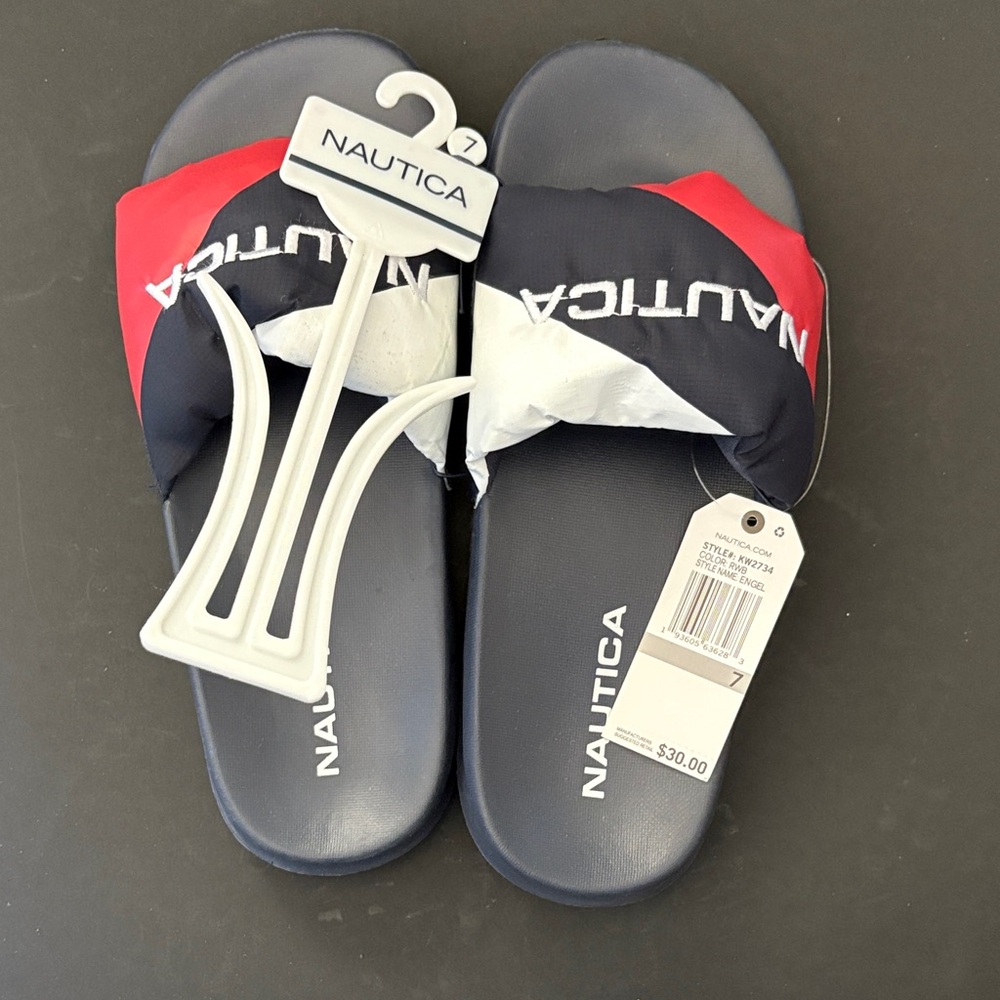 Nautica Blue and Red Slide Sandals - Picture 3 of 5